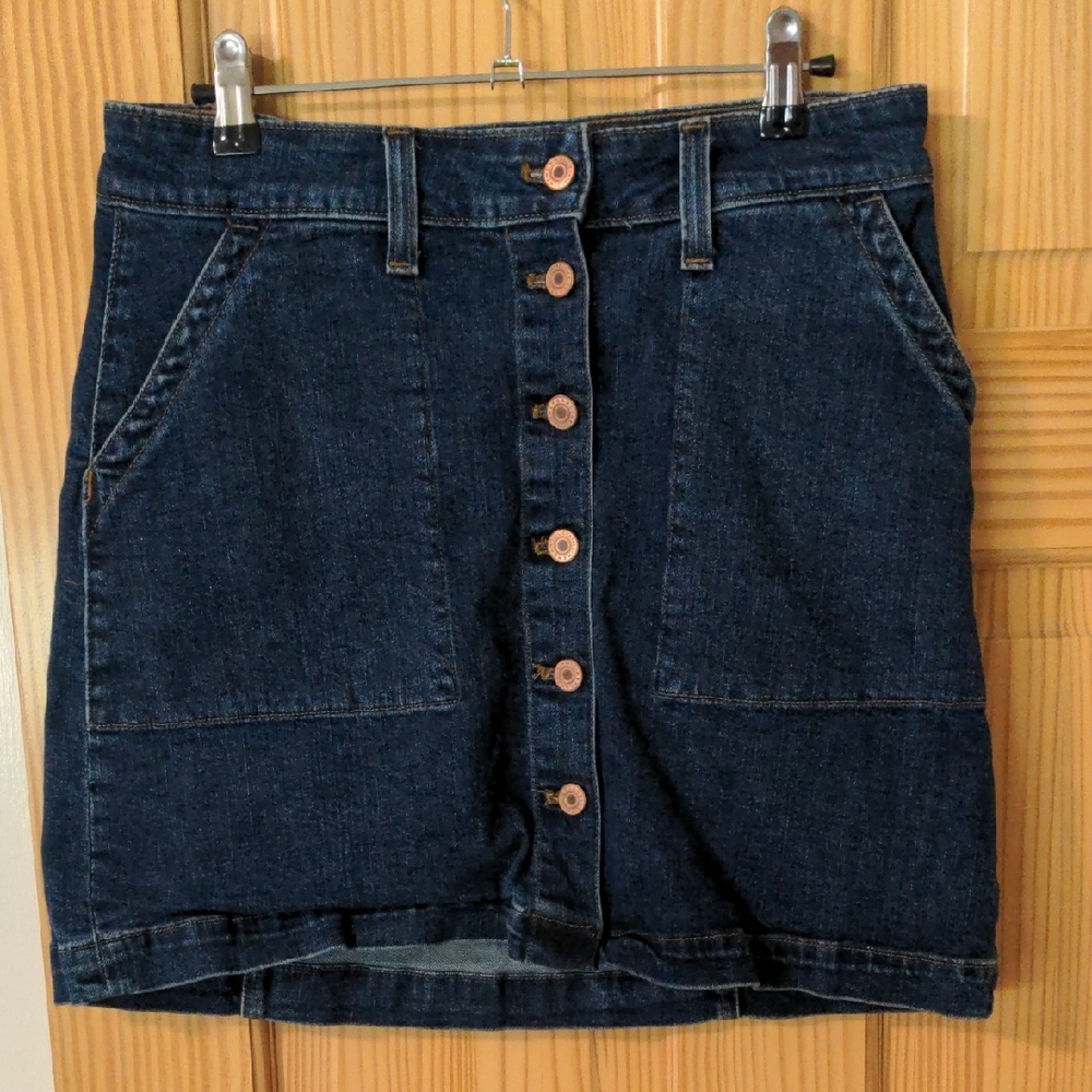 Denim Button-Front Skirt